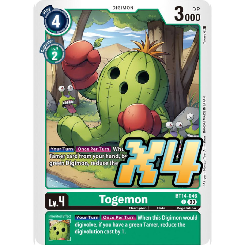 4X Togemon BT14-046 Uncommon Blast Ace NM Digimon CCG