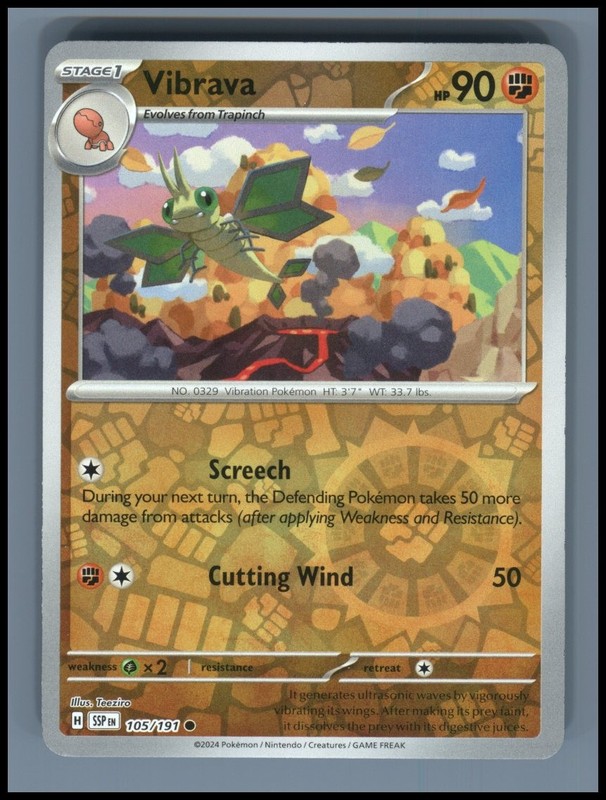 Vibrava 105/191 Common Surging Sparks Pokemon Reverse Holo Near Mint