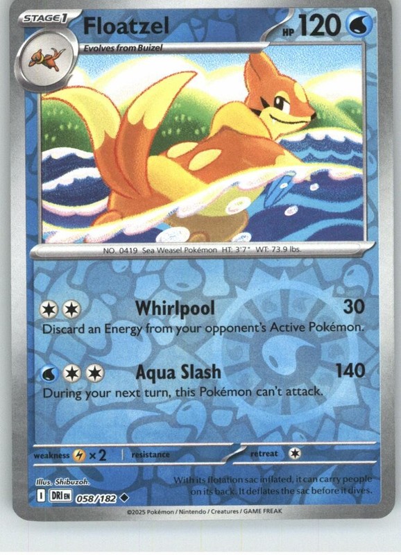 Floatzel 058/182 Uncommon Destined Rivals Pokemon Reverse Holo Near Mint