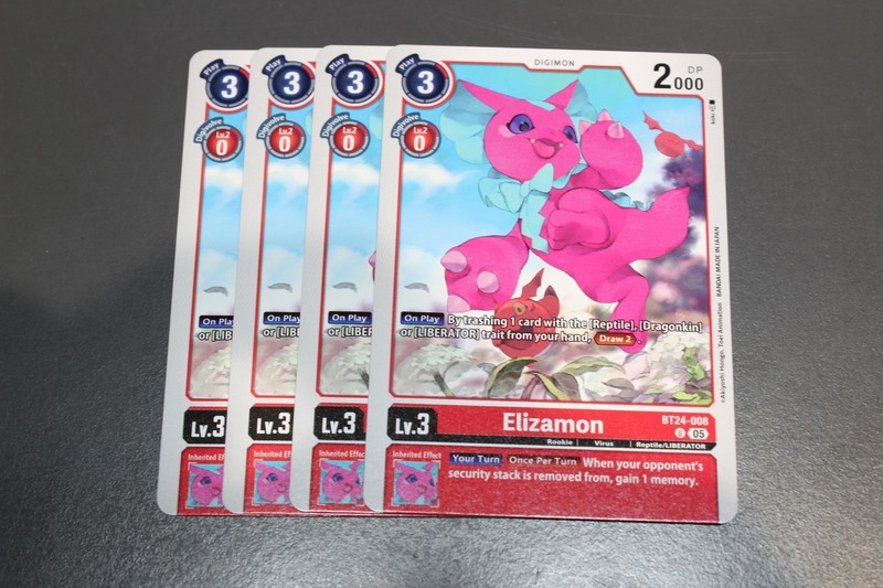 Digimon TCG (2020) – BT24-008 – 4x Elizamon – Red – Uncommon – Playset