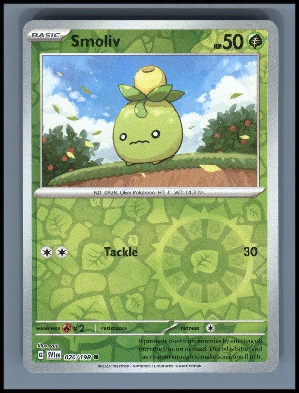Smoliv 020/198 Common Scarlet & Violet Pokemon Reverse Holo Near Mint