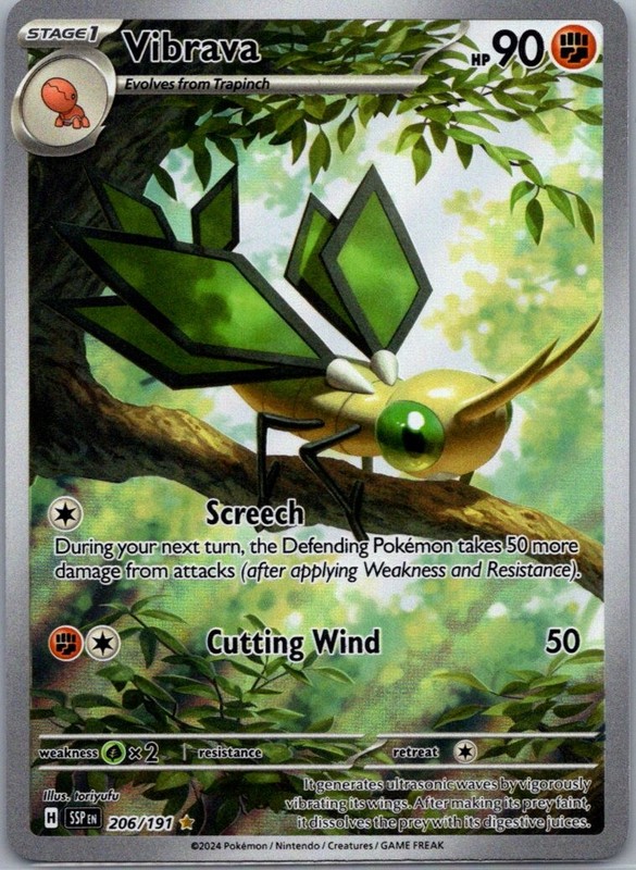 Vibrava 206/191 Illustration Rare Surging Sparks Pokemon Holo Near Mint