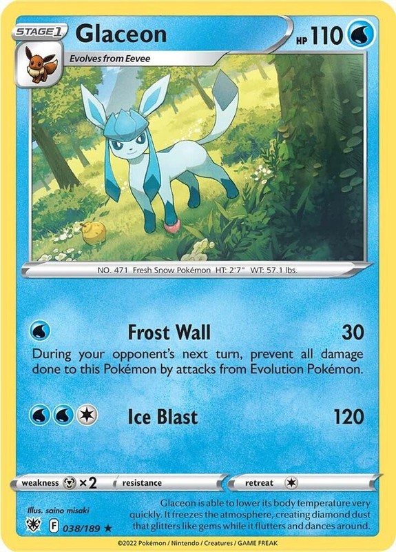 Glaceon 038/189 Rare Pokemon SWSH10: Astral Radiance NM