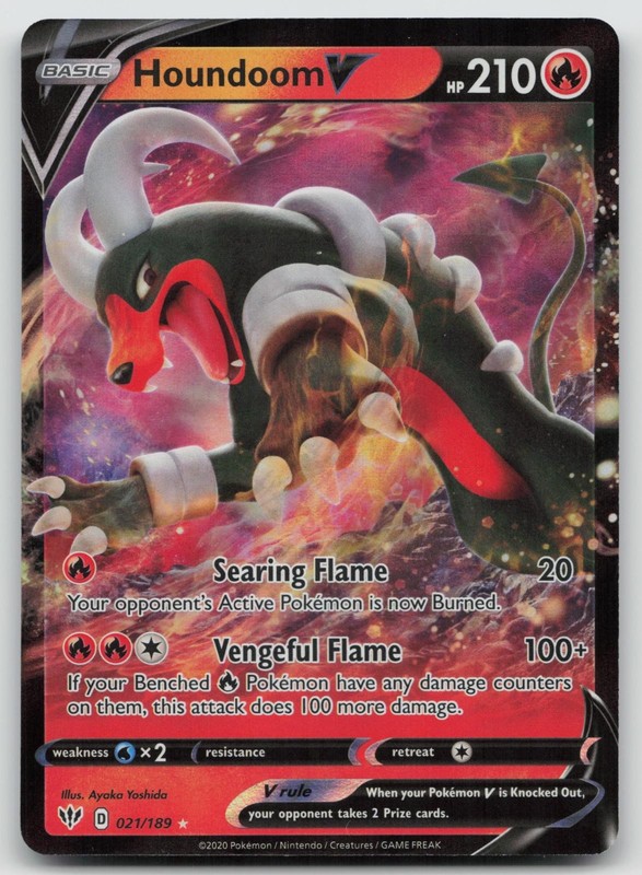 Houndoom V 021/189 Holo V Rare Darkness Ablaze Pokemon Holo Near Mint