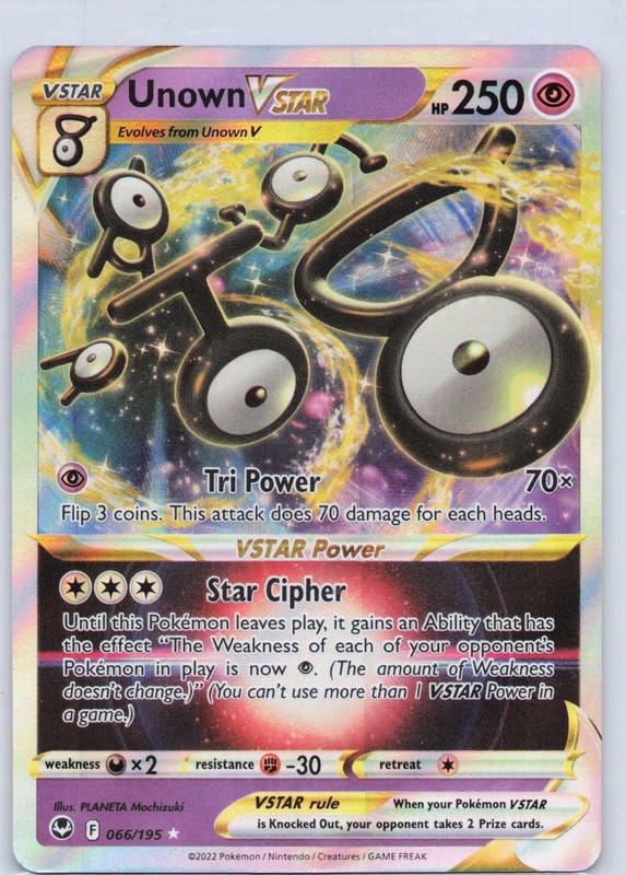 Unown VSTAR Holo Ultra Rare SWSH12: Silver Tempest 066/195 NM