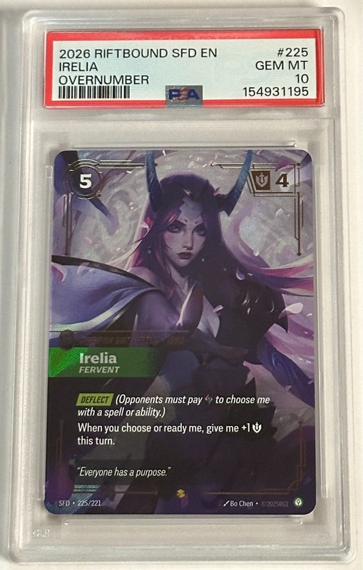 2026 RIFTBOUND: LEAGUE OF LEGENDS SFD-SPIRITFORGED OVERNUMBER #225 IRELIA PSA 10
