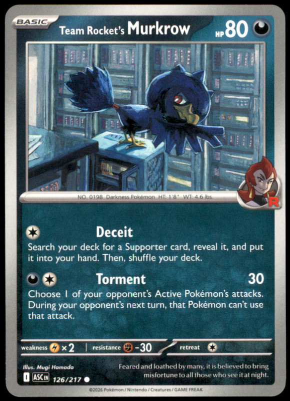 Team Rocket’s Murkrow Regular ME: Ascended Heroes 126/217 NM Mugi Hamada