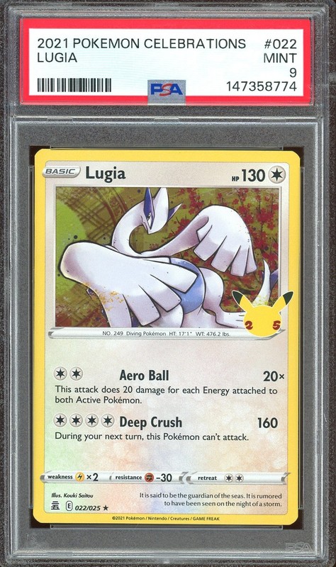 Pokemon TCG Celebrations #022 Lugia 25th Anniversary PSA 9 MINT