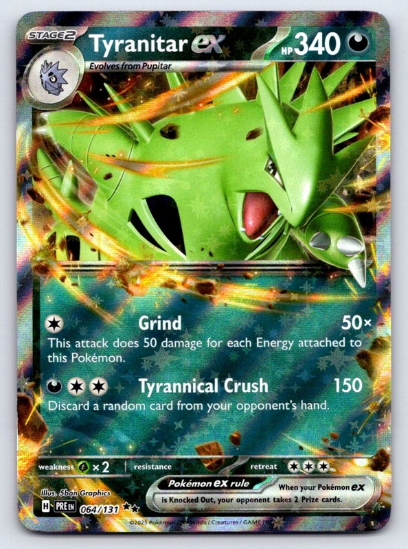 Tyranitar ex 064/131 Holo Double Rare Prismatic Evolutions Pokemon Near Mint