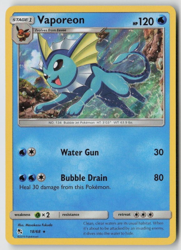 Vaporeon 18/68 – Hidden Fates Holo – PTCG