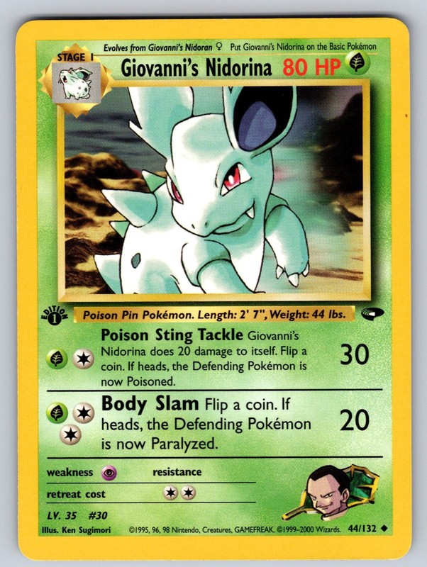 Giovanni’s Nidorina 44/132 1st Edition Uncommon Gym Challenge Pokemon NM – LP