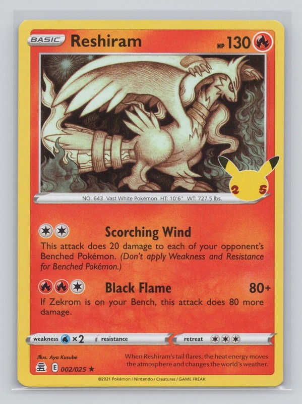 Reshiram Holo Rare Celebrations 002/025 NM