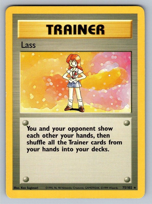 Lass 75/102 Rare Base Set Unlimited Pokemon Lightly Played