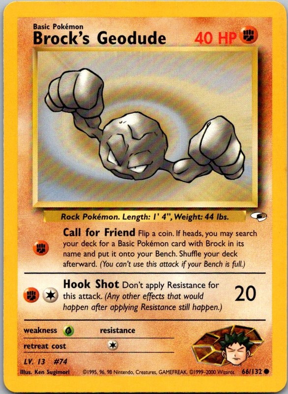Brock’s Geodude 66/132 Common Gym Heroes Pokemon Unlimited Near Mint