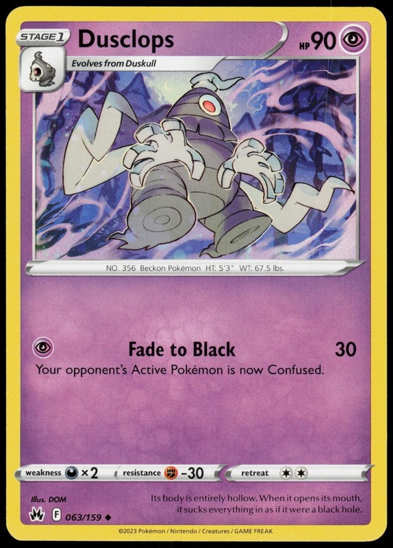 Dusclops 063/159 Crown Zenith Uncommon Near Mint Pokemon TCG