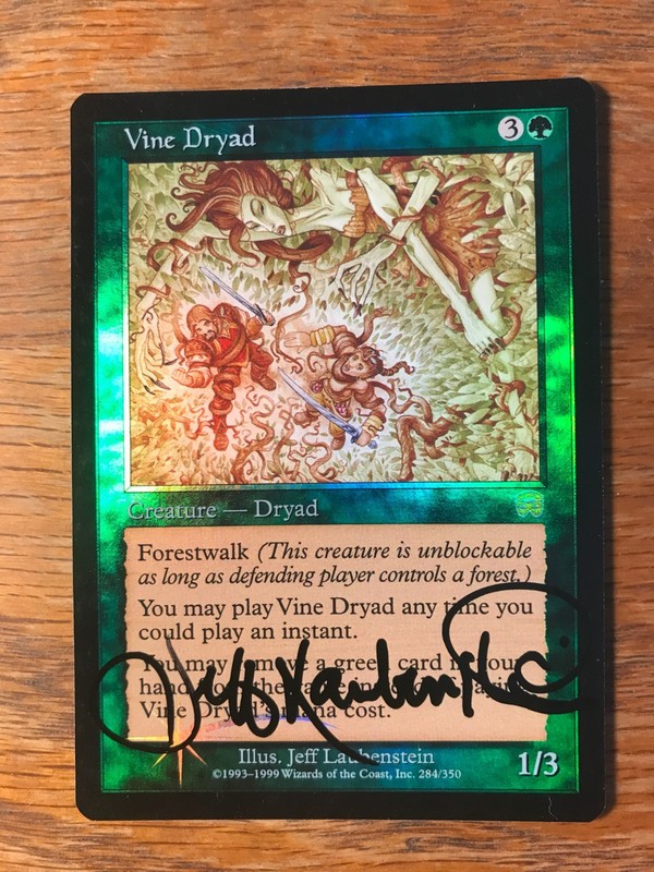 Magic the Gathering MTG foil Vine Dryad Mercadian Masques signed by Artist NM