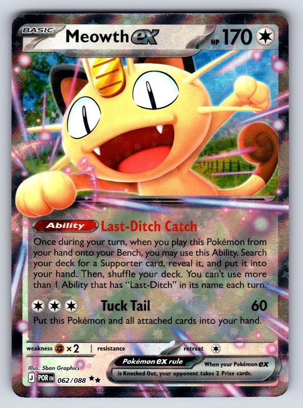 Meowth ex 062/088 Holo Double Rare ME03: Perfect Order Pokemon TCG NM