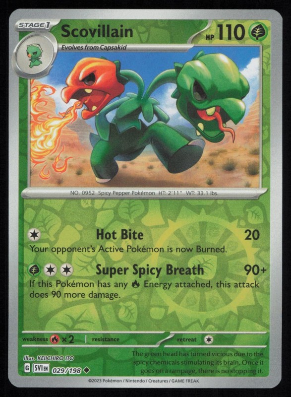 Scovillain 029/198 Reverse Holo Uncommon Pokemon Scarlet & Violet SVI NM