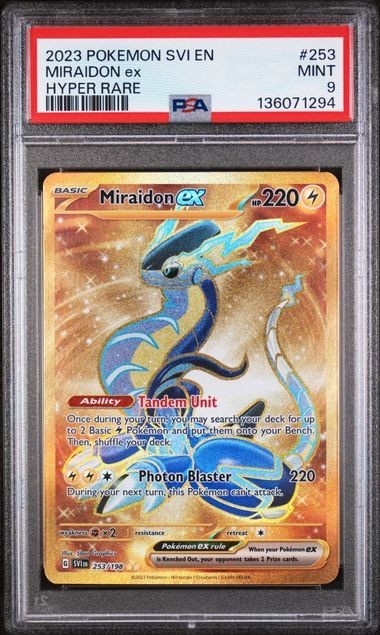 Miraidon ex 253/198 Hyper Rare Pokemon 2023 Scarlet and Violet Base PSA 9 Mint