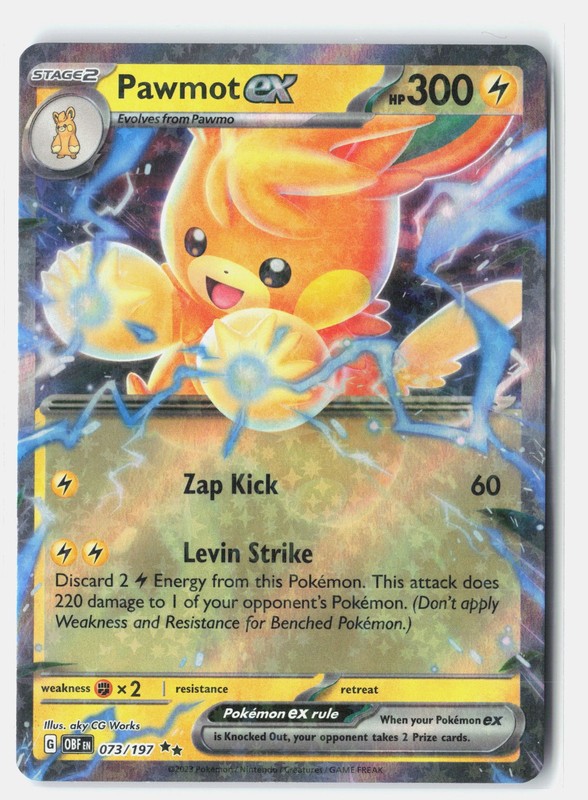 Pawmot ex Double Rare Holofoil SV03: Obsidian Flames 073/197 NM aky CG Works