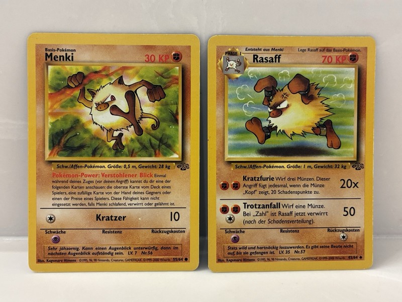 Pokemon Jungle Set GERMAN Menki (Mankey) 55/64 & Rasaff (Primeape) 43/64