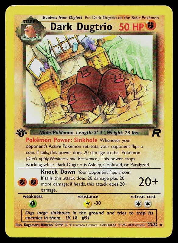 Pokemon Card Team Rocket Dark Dugtrio 23/82 1st Edition Rare