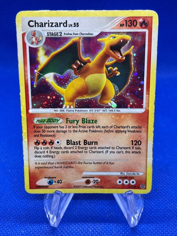 2007 Pokemon Secret Wonders Charizard 3/132 Holo Rare HOLO BLEED ERROR DMG