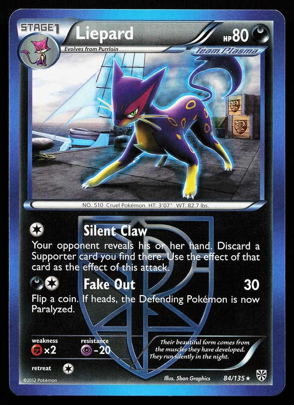Liepard 84/135 Rare Plasma Storm Pokemon Card