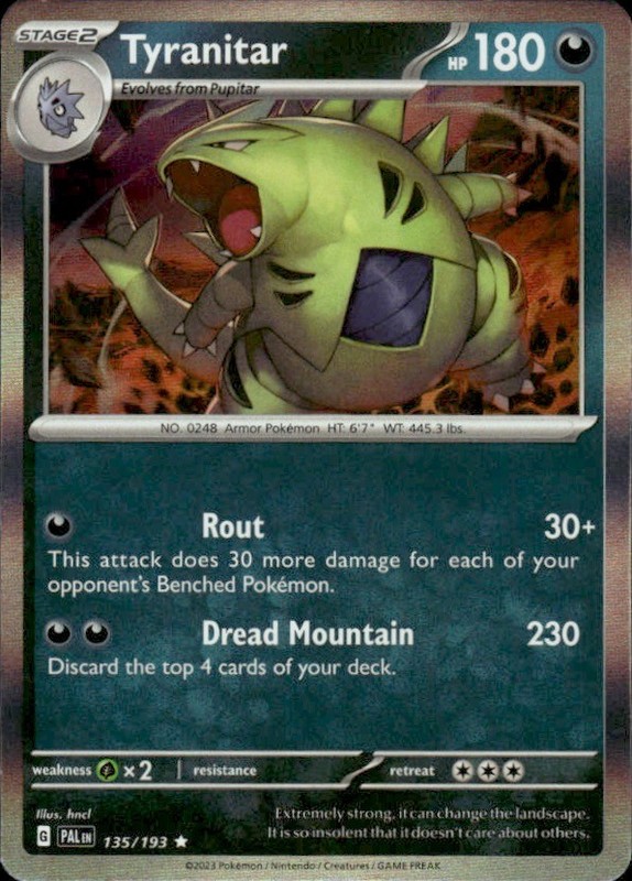 TYRANITAR 135/193 PALDEA EVOLVED R POKEMON HOLO HNCL