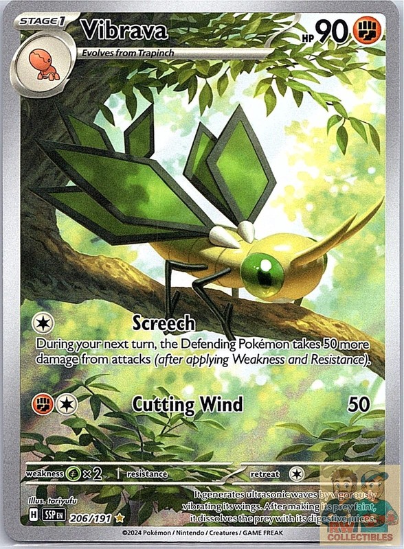 Vibrava 206/191 Illustration Rare Surging Sparks Pokemon Near Mint