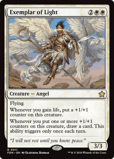 Exemplar of Light (0011) NM RARE MTG Foundations FDN White Flying Angel Regular