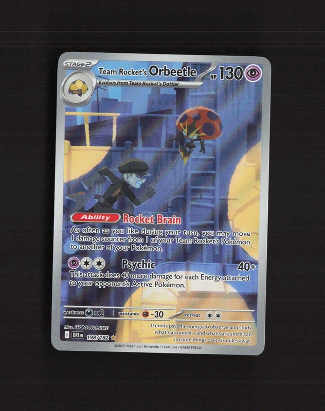 Team Rocket’s Orbeetle 198/182 Destined Rivals Full Art Holo Pokemon Card NM