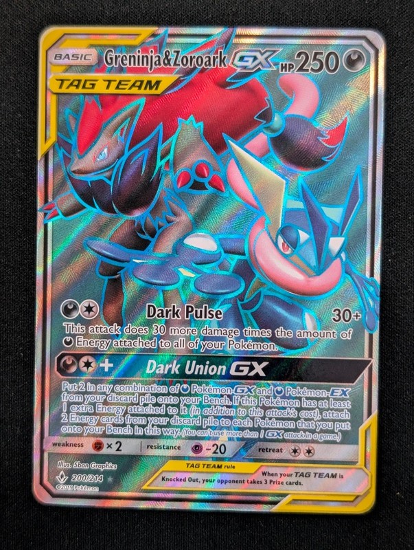 Greninja & Zoroark GX 200/214 SM – Unbroken Bonds Pokemon NM Holo