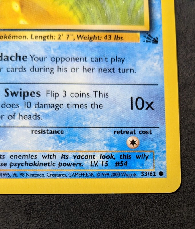 Pokemon TCG Psyduck 53/62 1999-2000 Red Logo Australian 3rd Print Fossil gallery
