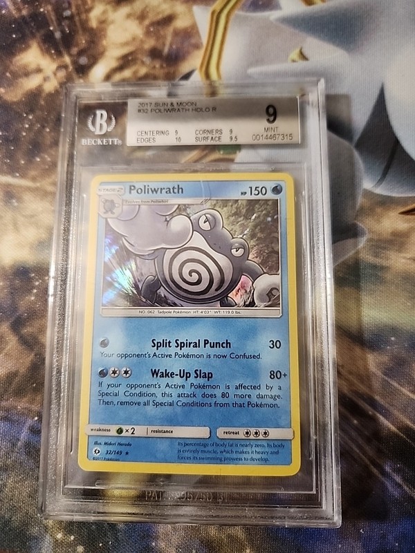 Pokemon Poliwrath Holo Sun & Moon 32/149 BGS 9 Mint 2017 Pokémon