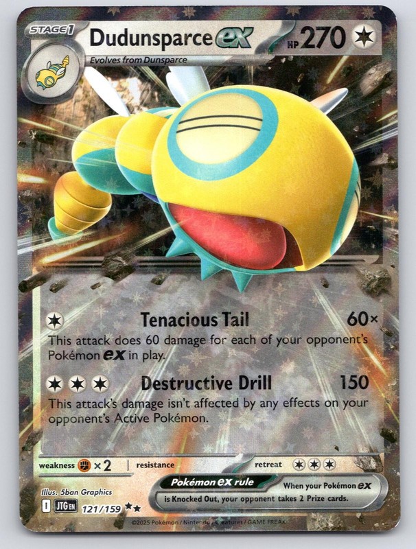 Dudunsparce ex 121/159 Double Rare Journey Together Pokemon Near Mint