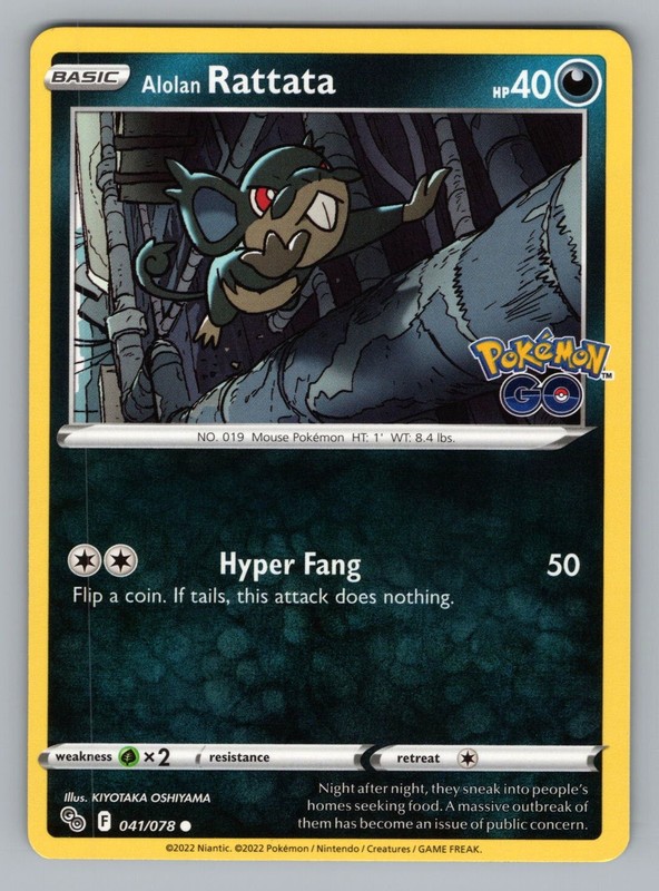 ALOLAN RATTATA 041 C POKEMON NM PGO KIYOTAKA OSHIYAMA!