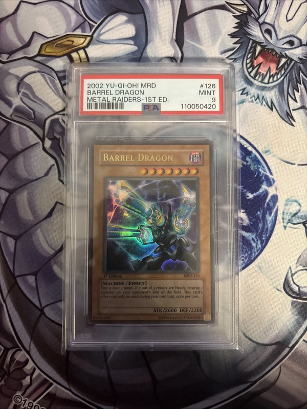 YUGIOH PSA 9 2002 Barrel Dragon MRD-126 Ultra Rare 1st Edition