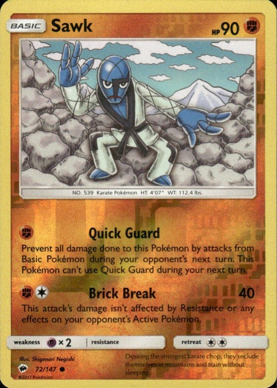 SAWK 72/147 BURNING SHADOWS COMMON REVERSE HOLO POKEMON
