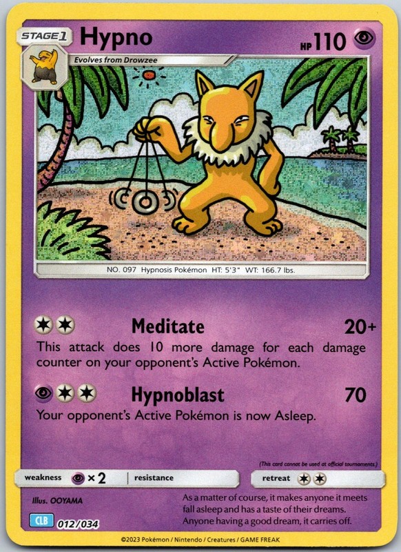 Hypno 012/034 Holo Classic Collection Trading Card Game NM