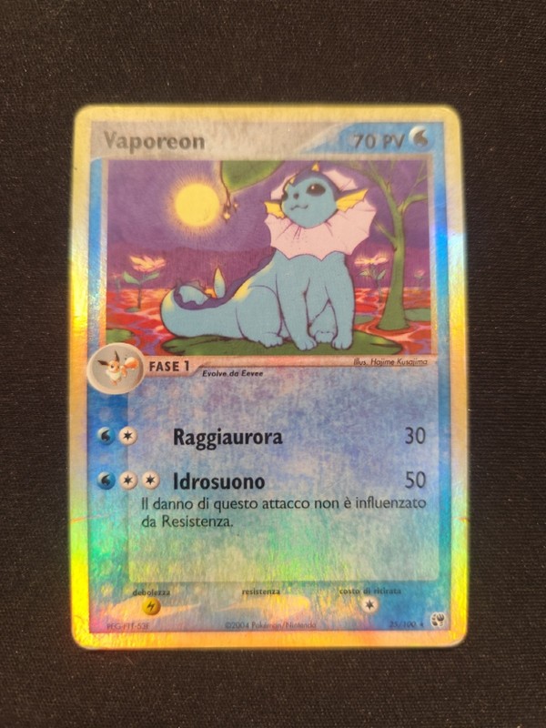 Pokemon Card PSA VAPOREON 25/100 HOLO REVERSE OLD SET EX SANDSTORM ITA