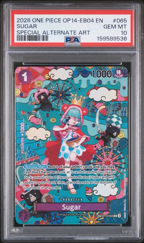 2026 ONE PIECE OP14 EB04 #065 AZURE SEA’S SEVEN SUGAR SP SPECIAL ALT ART PSA 10