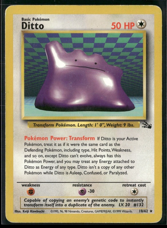 Ditto (18) Unlimited Rare Fossil 18/62 LP