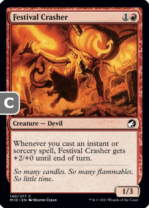 MTG Festival Crasher Midnight Hunt Common Creature Devil NM