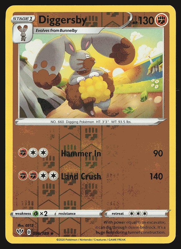 SWSH03: Darkness Ablaze Diggersby #096/189 Reverse Holo Pokemon Card