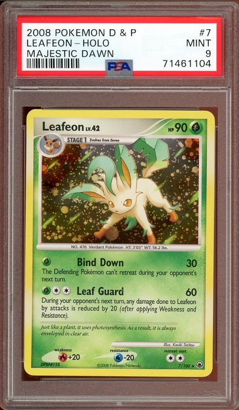 Pokemon Leafeon D&P Majestic Dawn Holo Rare #7/100 PSA 9 Mint