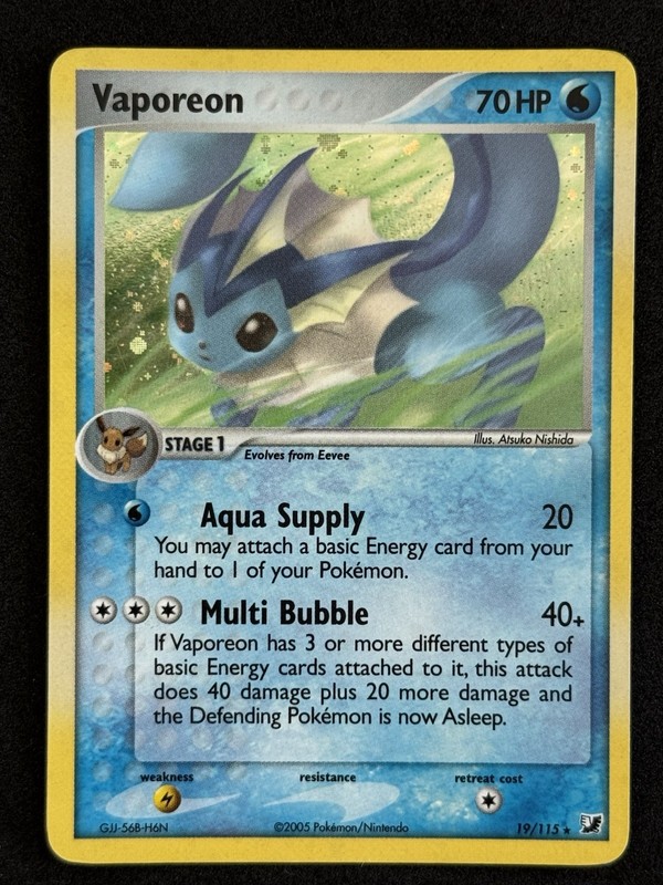 Pokémon Vaporeon TCG Unseen Forces 19/115 Holo Rare 2005 70 HP English