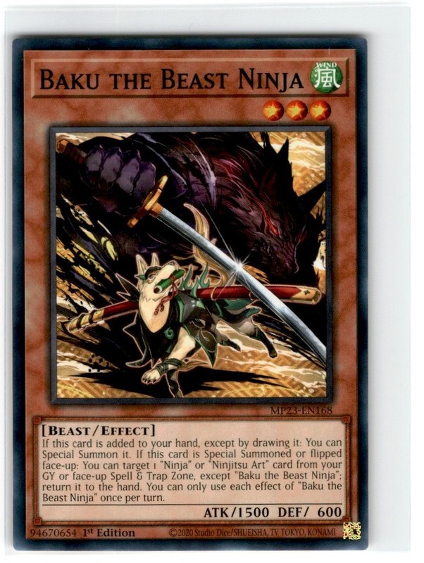 Yu-Gi-Oh! Baku The Beast Ninja 1st Edition MP23-EN168 Lightly Played Common