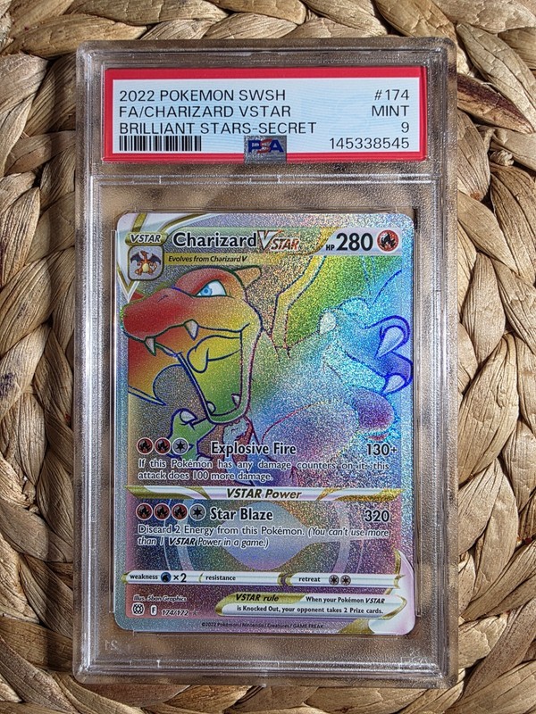 PSA 9 Pokémon Charizard VSTAR Secret Rare 174/172 Brilliant Stars Holo