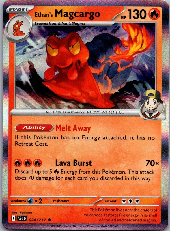 Ethan’s Magcargo 024/217 Rare Ascended Heroes Pokemon Holo Near Mint